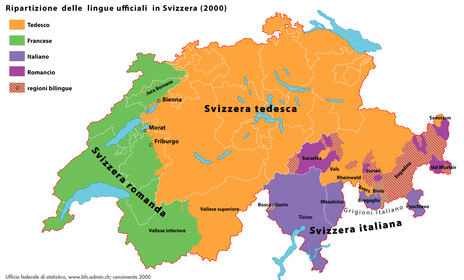 mappa lingue svizzere