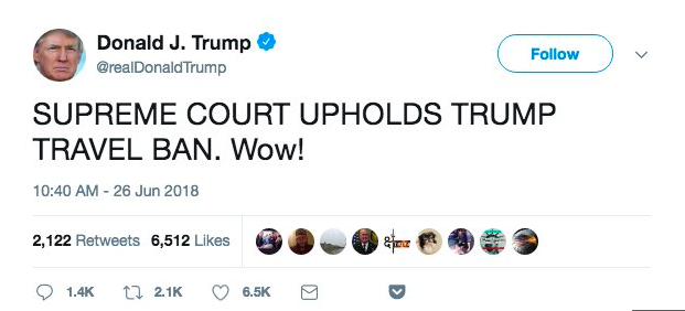 Il tweet di Donald Trump successivo alla sentenza