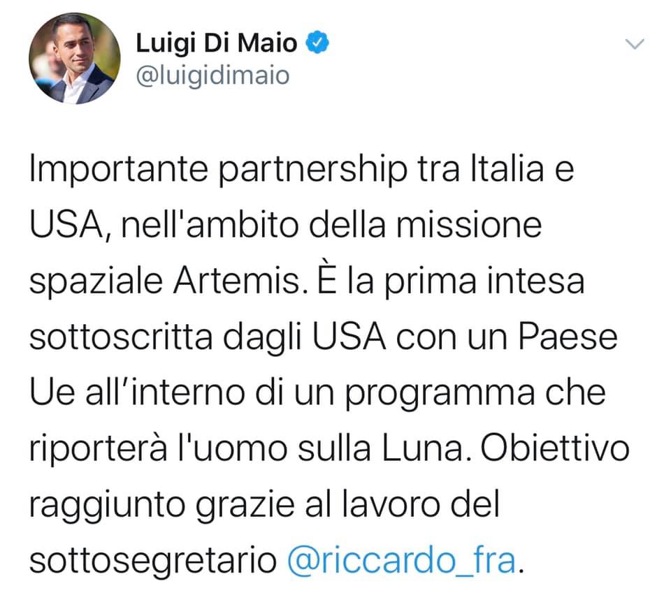 Collaborazione spaziale ITALIA-USA per riportare l'uomo sulla Luna con il programma Artemis