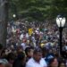 People in a large crowd in Central Park -ANSA/AP Photo/Craig Ruttle