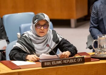 Zahra Ershadi, Deputy Permanent Representative of the Islamic Republic of Iran to the United Nations, addresses the Security Council meeting on threats to international peace and security. (UN Photo/Mark Garten)