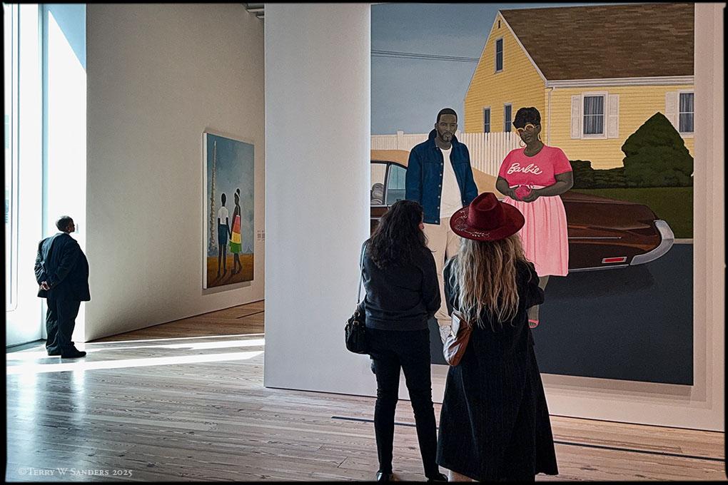 Visitors in front of a work by Amy Sherald, on display at the Whitney Museum as part of American Sublime.© Terry W. Sanders, 2025
