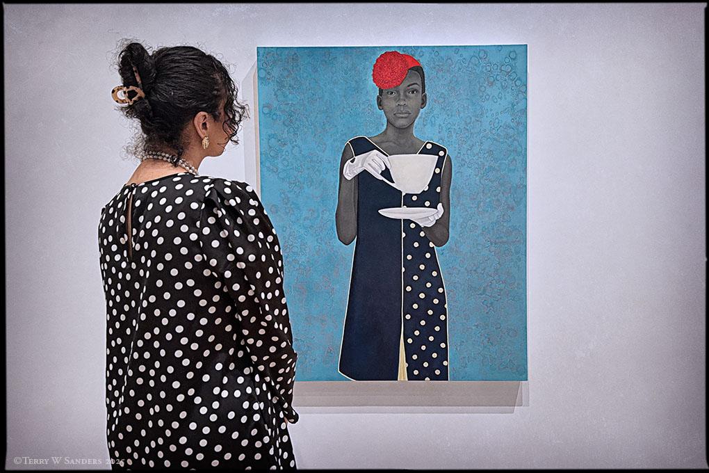 Amy Sherald, Miss Everything (Unsuppressed Deliverance), 2014Olio su tela, 137,16 × 109,22 × 6,35 cm (54 × 43 × 2 1/2 in) Collezione privata © Amy Sherald. Per gentile concessione dell’artista e Hauser & Wirth Foto: Terry Sanders