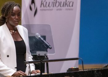 Survivor Germaine Tuyisenge Müller, global health researcher, author and educator, addresses the 31st mark of the 1994 Genocide against the Tutsi in Rwanda. (UN Photo/Manuel Elías)
