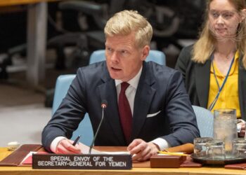 Hans Grundberg, Special Envoy of the Secretary-General for Yemen, briefs the Security Council meeting on the situation in the Middle East (Yemen). (UN Photo/Eskinder Debebe)