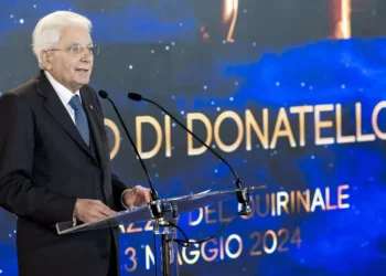 Il presidente Mattarella durante la cerimonia di premiazione dei David di Donatello nel 2024