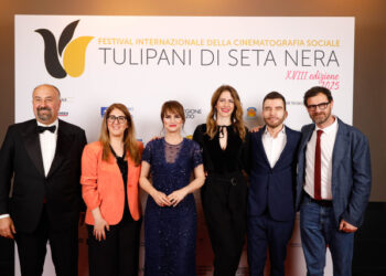I protagonisti del Festival dei Tulipani di Seta Nera. Da sinistra: Righini, Tassone, Bianchetti, De Nardis, Guerrini, Mereu /VNY Media