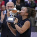 Jasmine Paolini of Italy poses with her trophy after winning her women's final match against Coco Gauff US at the Italian Open tennis tournament in Rome, Italy, 18 May 2024. The Italian Open tennis tournament is held between 07 and 18 May 2025. ANSA/FABRIZIO CORRADETTI