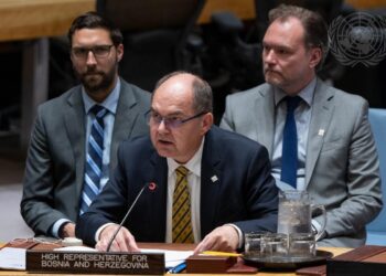 Christian Schmidt, High Representative for Bosnia and Herzegovina, briefs the Security Council meeting on the situation in Bosnia and Herzegovina. (UN Photo/Eskinder Debebe)