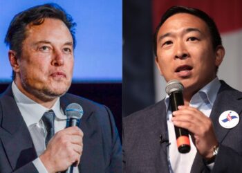 Elon Musk (sinistra) e Andrew Yang (destra) - Credit per la seconda foto: Gage Skidmore from Peoria, AZ, United States of America, CC BY-SA 2.0 , via Wikimedia Commons