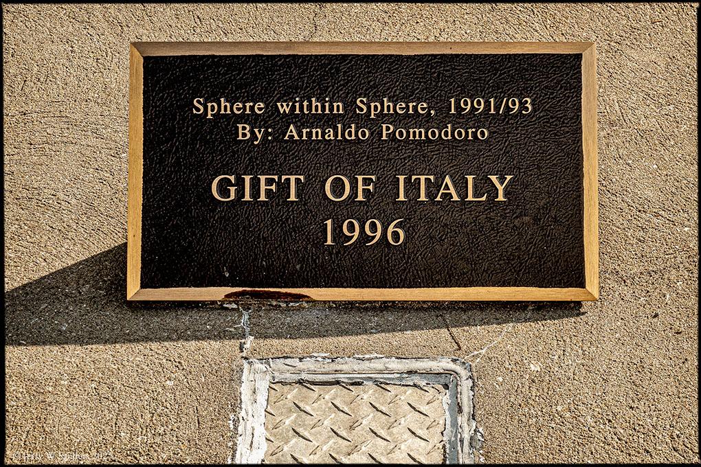 "Sphere Within Sphere" (1991–1993) by Arnaldo Pomodoro — a gift from Italy to the United Nations in 1996.Photo © Terry W. Sanders