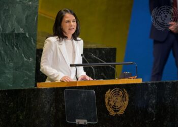 Annalena Baerbock, President-elect of the General Assembly at its eightieth session addresses delegations after her election. (UN Photo/Manuel Elías )