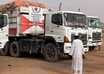 Trucks loaded with humanitarian aid on their way to deliver supplies to El Fasher, Darfur. (Photo UN Sudan/Toby Harward)