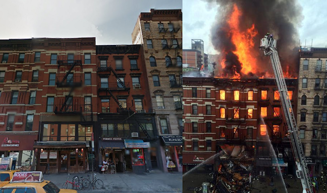 121 Second Avenue before and after Thursday's explosion